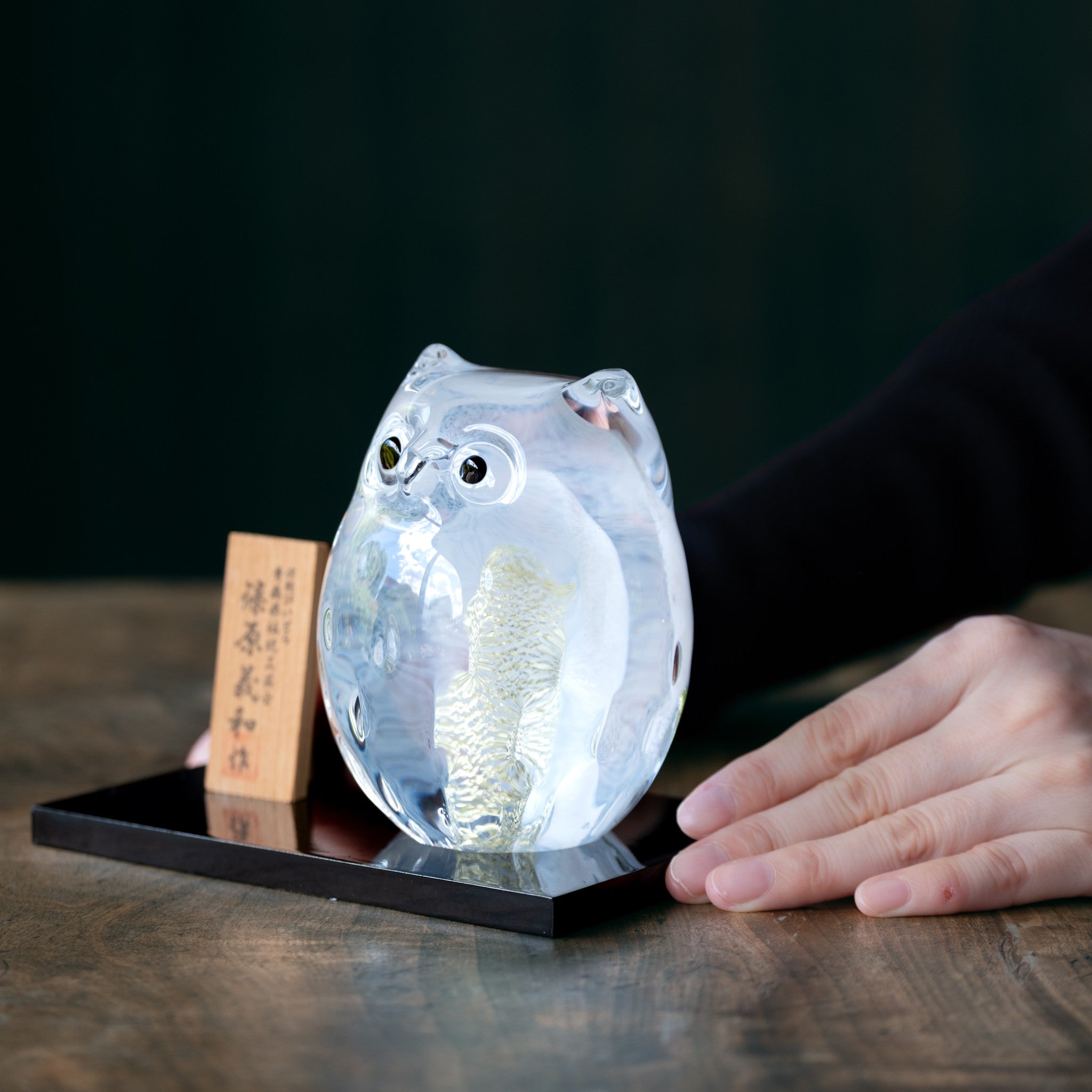 津軽びいどろ ふくろう 白ふくろう 青森の伝統工芸品 ガラスの置物