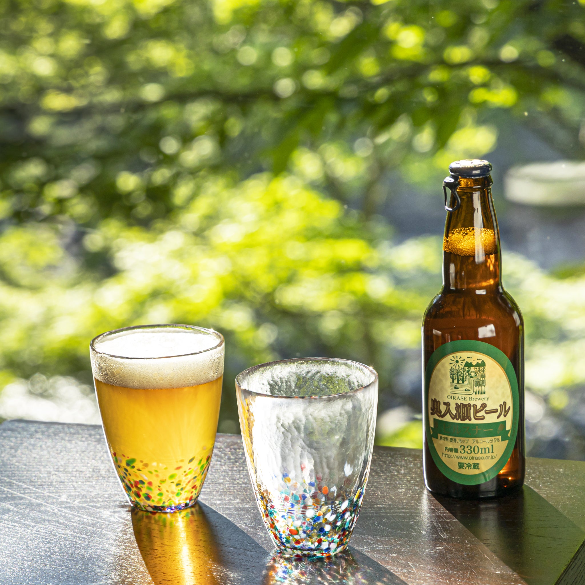 津軽びいどろ NEBUTA ねぶたタンブラー ビールが注がれたグラスの画像