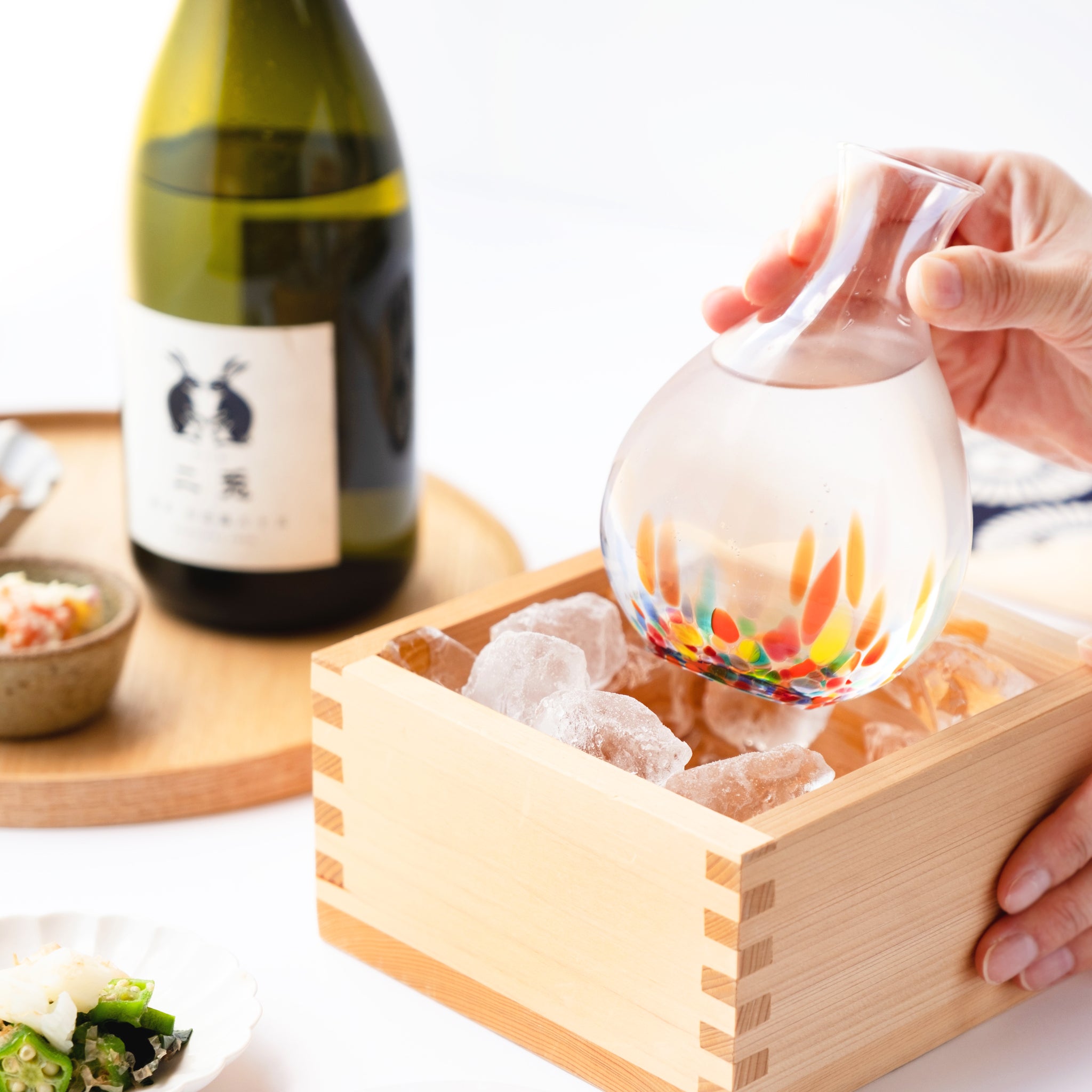 津軽びいどろ 酒器 ねぶた流し酒器セット 氷で冷やされた徳利の画像