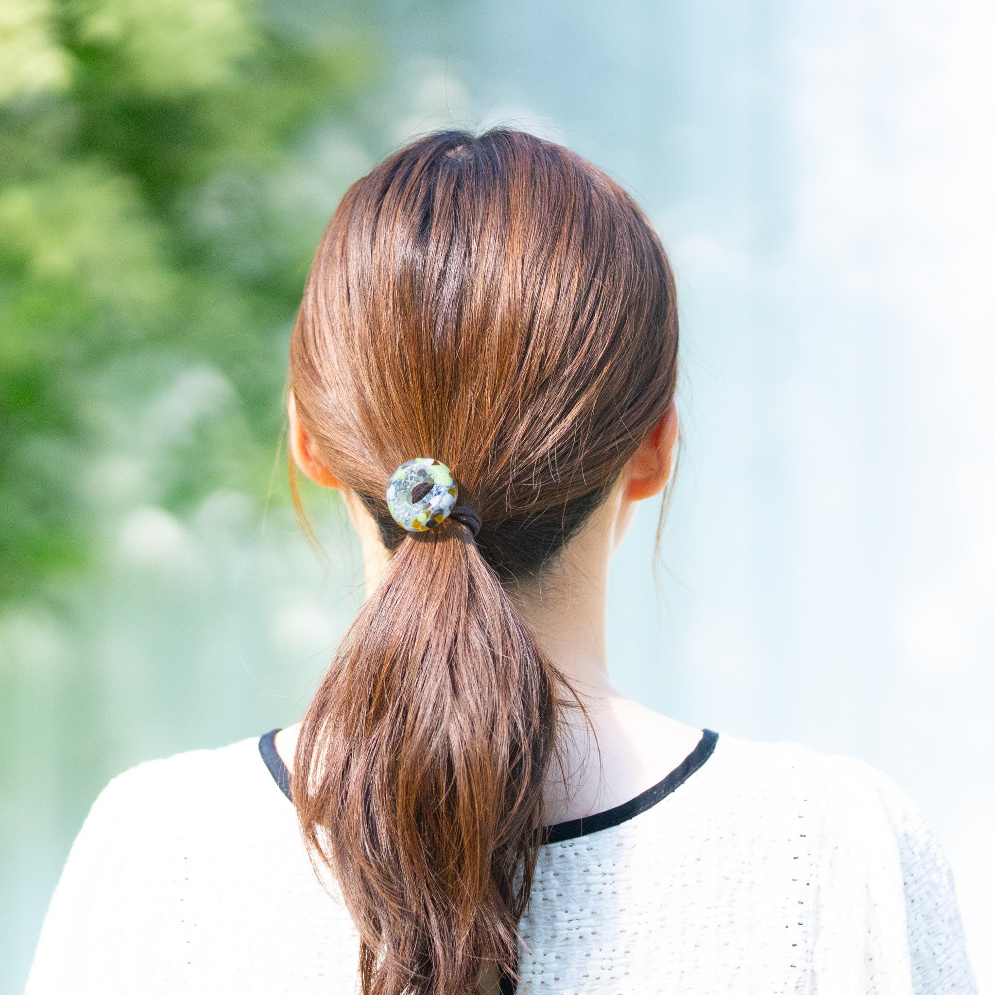 津軽びいどろ ヘアドロップ ヘアゴムうぐいす ハンドメイドのヘアアクセサリー