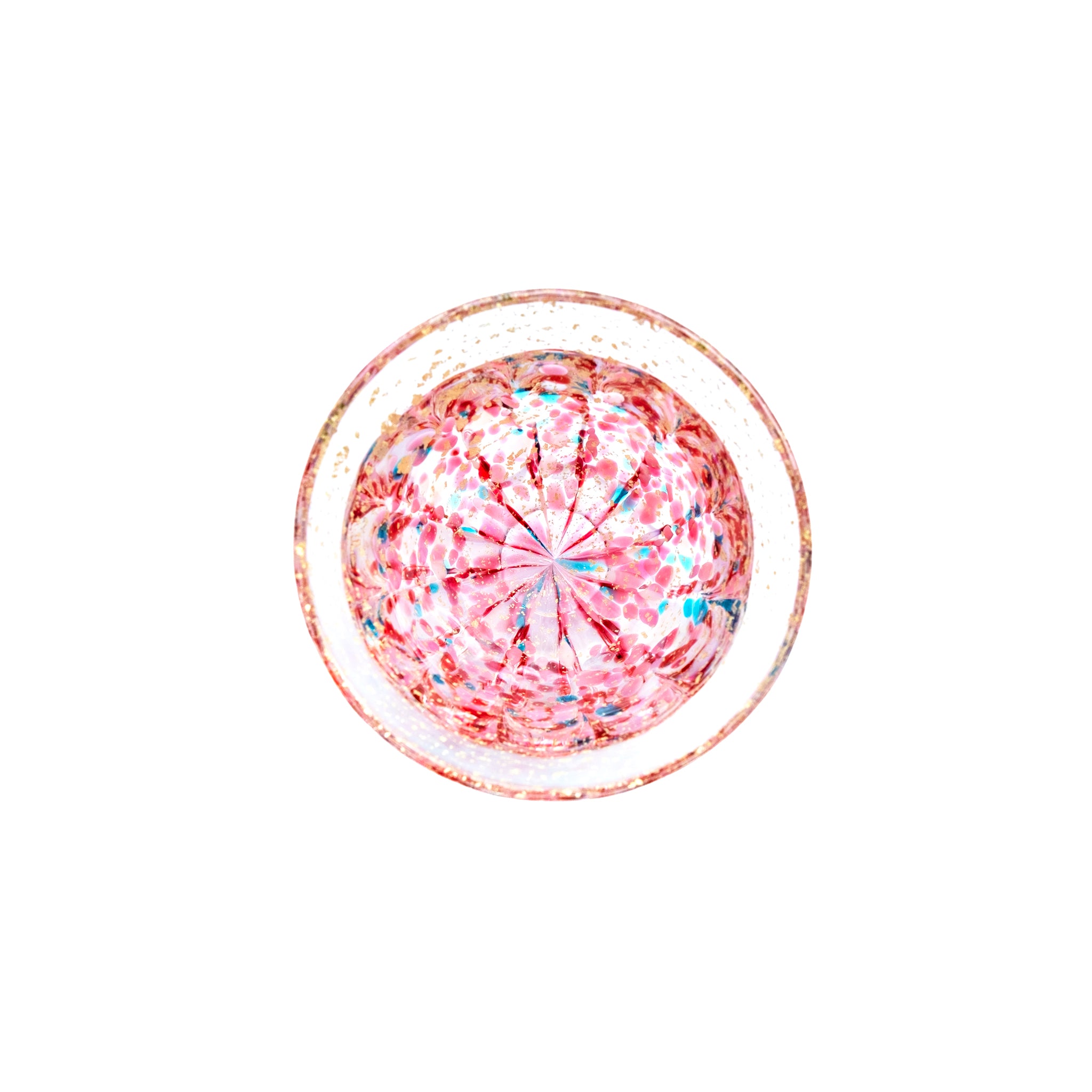 津軽びいどろ 盃12ヶ月コレクション 2月春時雨 盃を上から見た画像