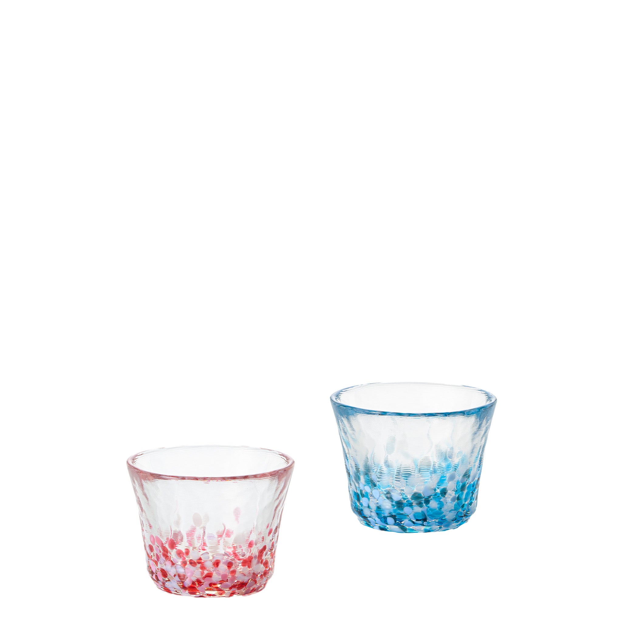 津軽びいどろ 盃セット 盃ペア 小花青涼 商品メイン画像