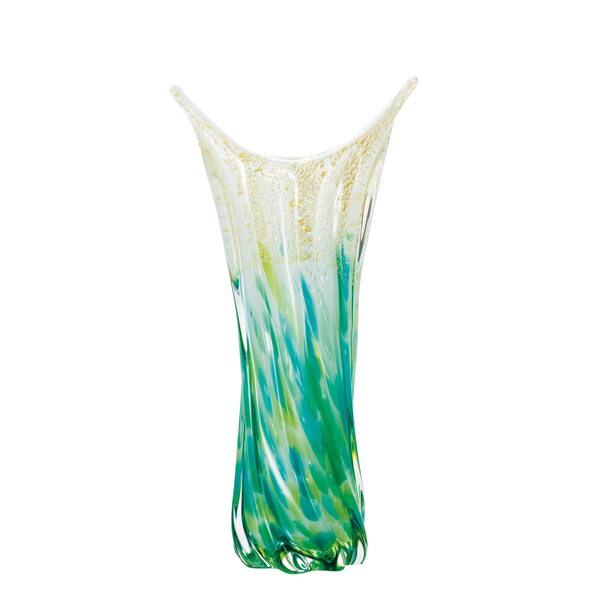 津軽びいどろ 天開 金彩花器 奥入瀬 | 華やかな花器 上品なガラス花瓶 