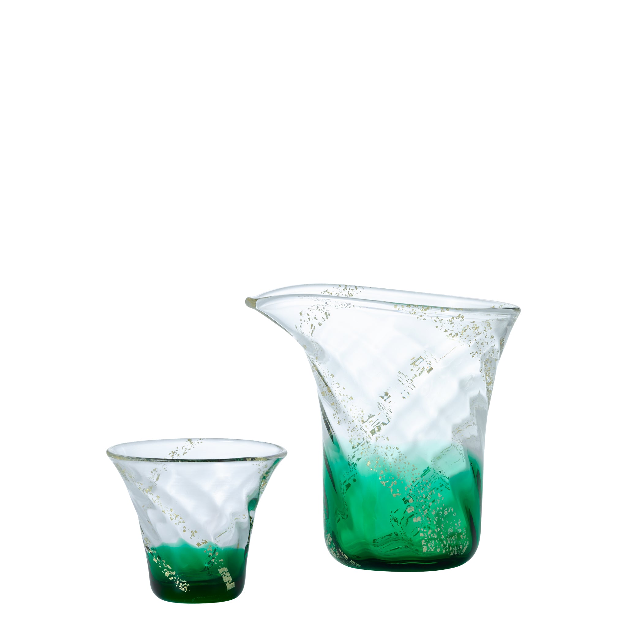 津軽びいどろ 瑞彩 酒器セット翡翠 メイン画像