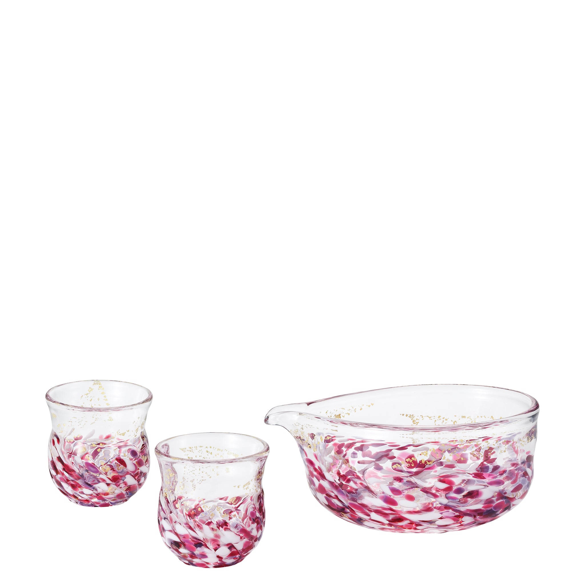 津軽びいどろ 花うつし 花筏酒器セット メイン画像