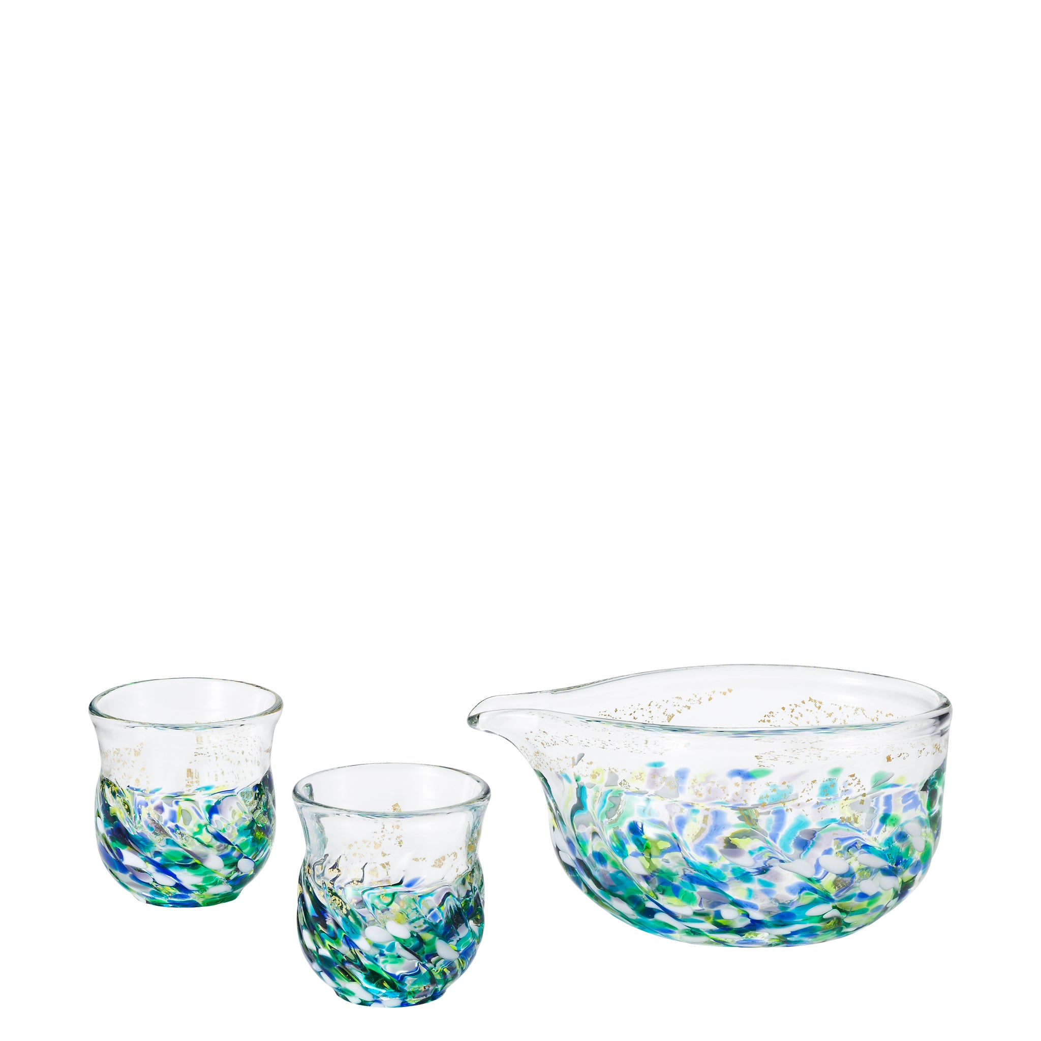 津軽びいどろ 花うつし 紫陽花酒器セット メイン画像
