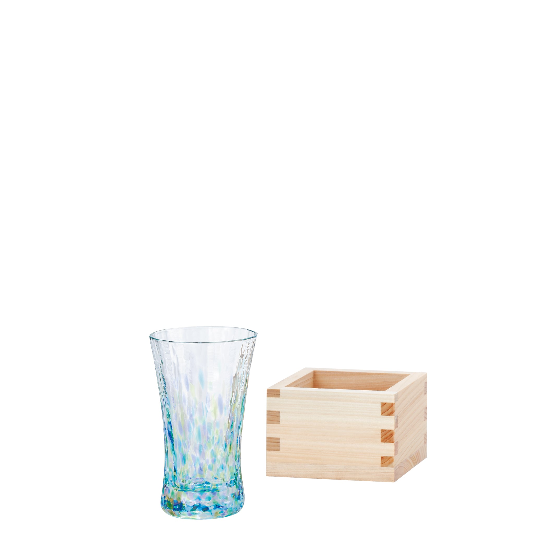 津軽びいどろ 枡酒杯 ツユクサ イメージ画像