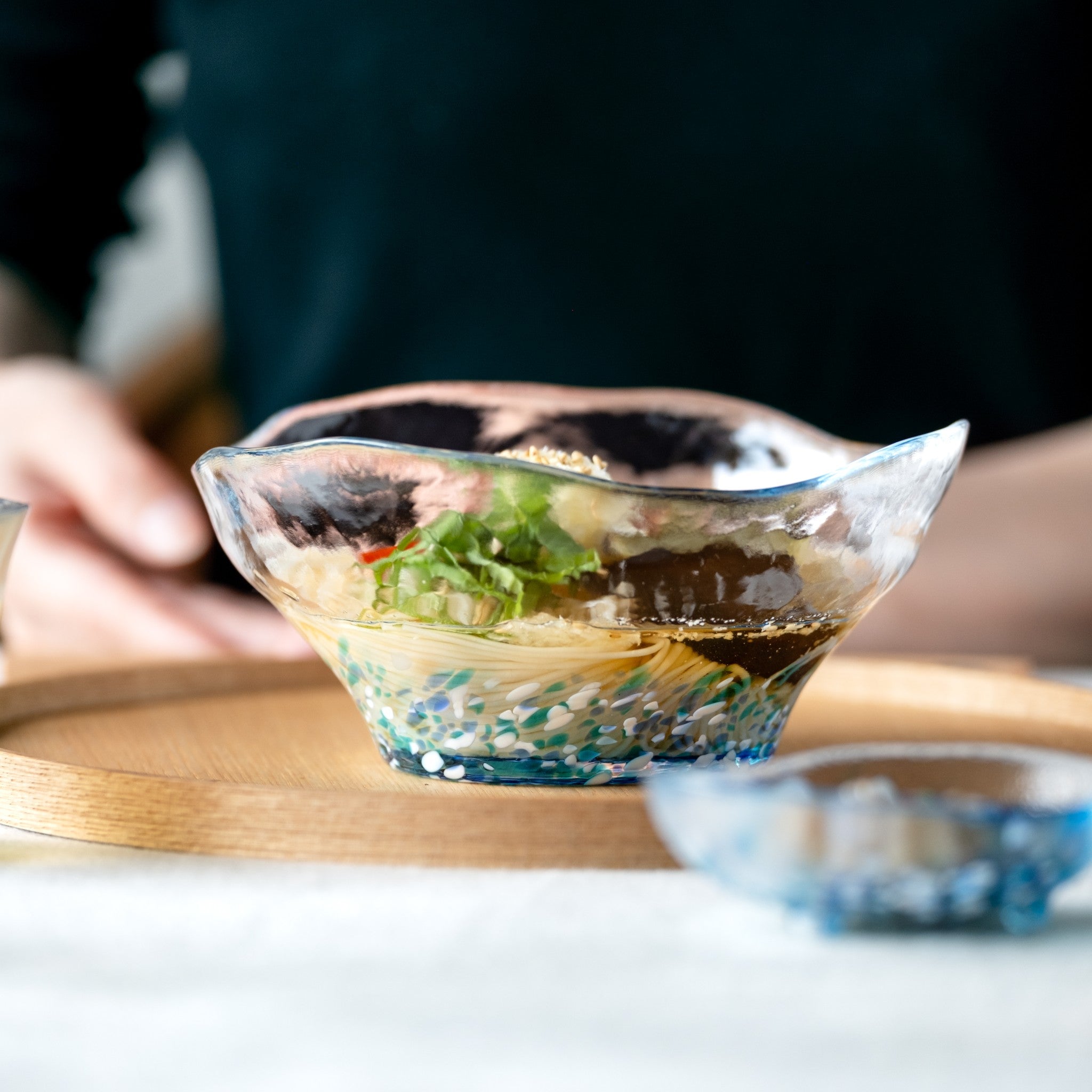 津軽びいどろ 津軽の花 多様鉢紫陽花 冷やし麺など麺類におすすめなガラス食器