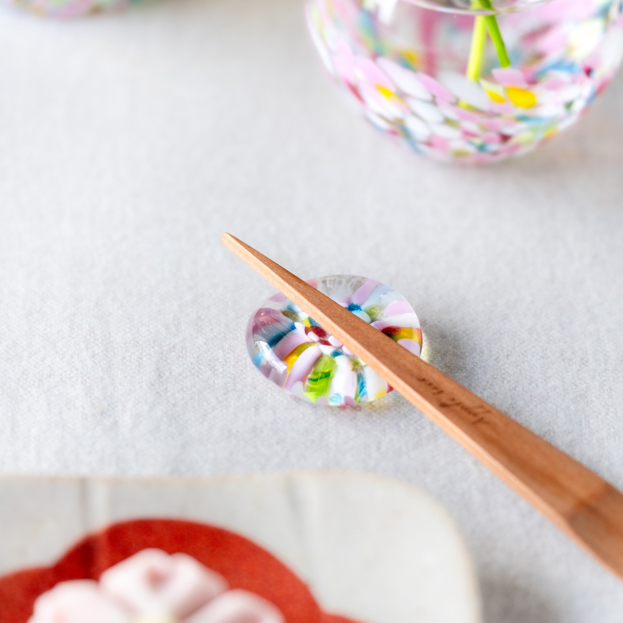 津軽びいどろ にほんの色 ふうけい 箸置き 春の丘 カラフルなガラス箸置き