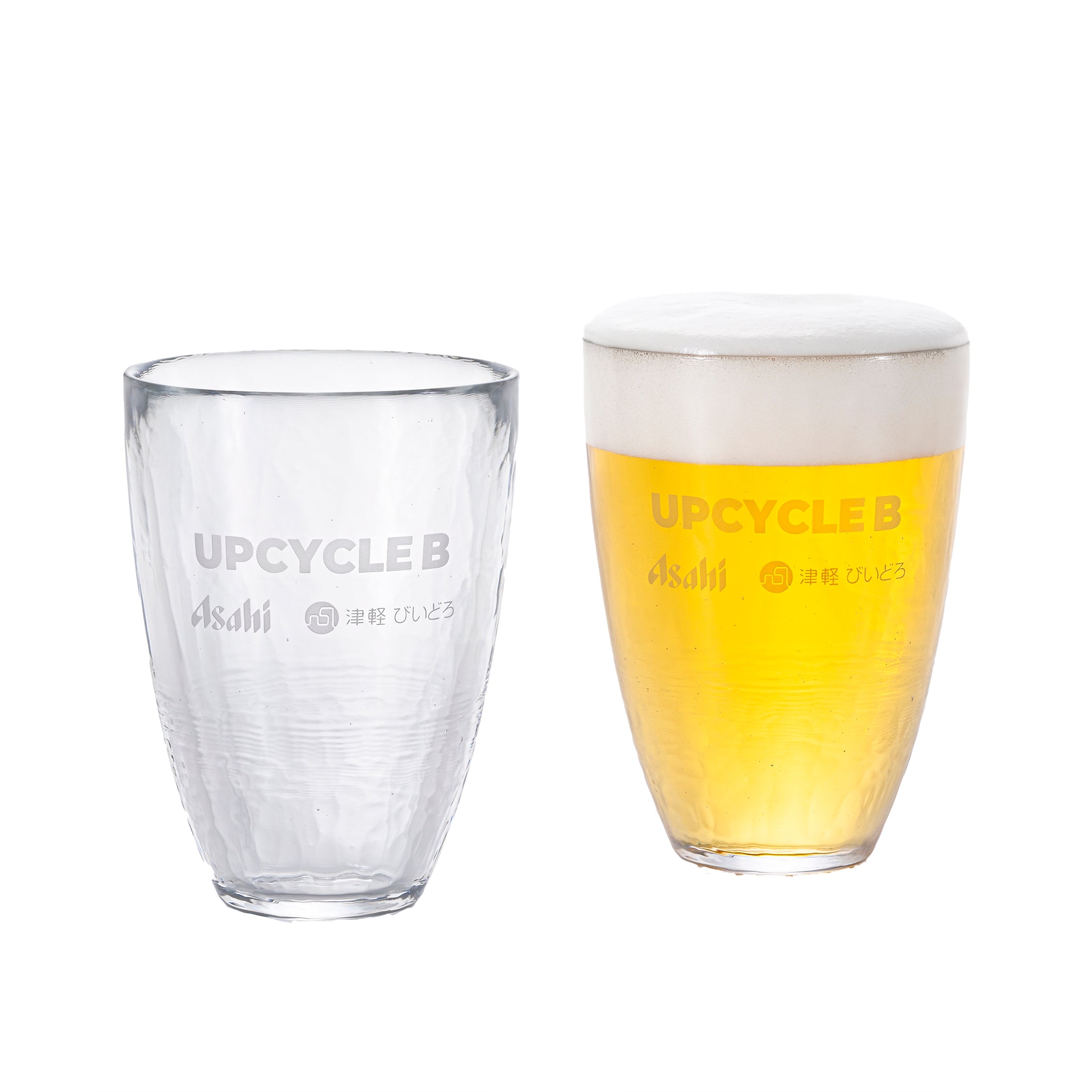 津軽びいどろ UPCYCLE アップサイクル B タンブラー ビールを注いだイメージ画像